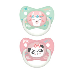 Suzeta orthodontica din silicon Animale exotice, 0-6 luni, 2 bucati, Pink, Canpol Babies