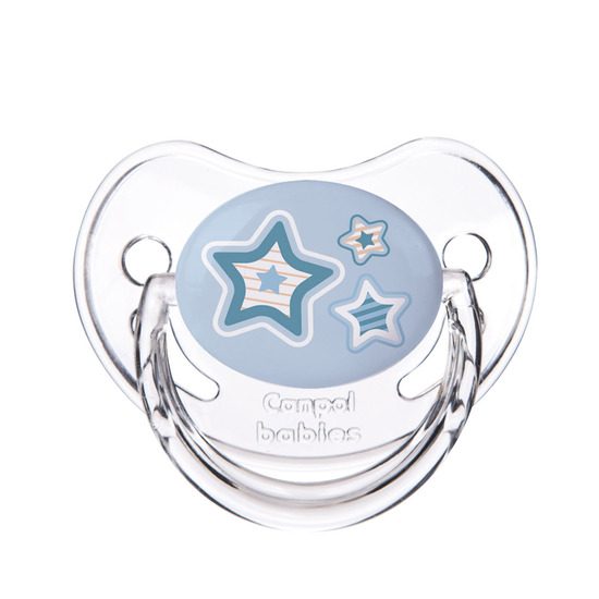 Suzeta orthodontica din silicon Newborn Blue Stars, 6-18 luni, 1 bucata, Blue,