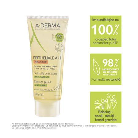 Gel-Ulei de masaj vergeturi si cicatrici Epitheliale AH Duo, 100 ml, A-Derma 605997