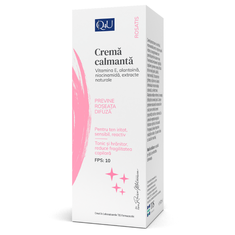 Crema calmanta pentru tenuri cu roseata difuza Q4U, 40 ml, Tis Farmaceutic