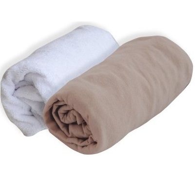 Set cearceaf Taupe si protectie impermeabila, +0 luni, 70x140 cm