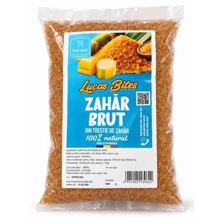 Eticheta Produs Zahar Brut Turbinado din trestie de zahar, 1 kg, Lucas Bites