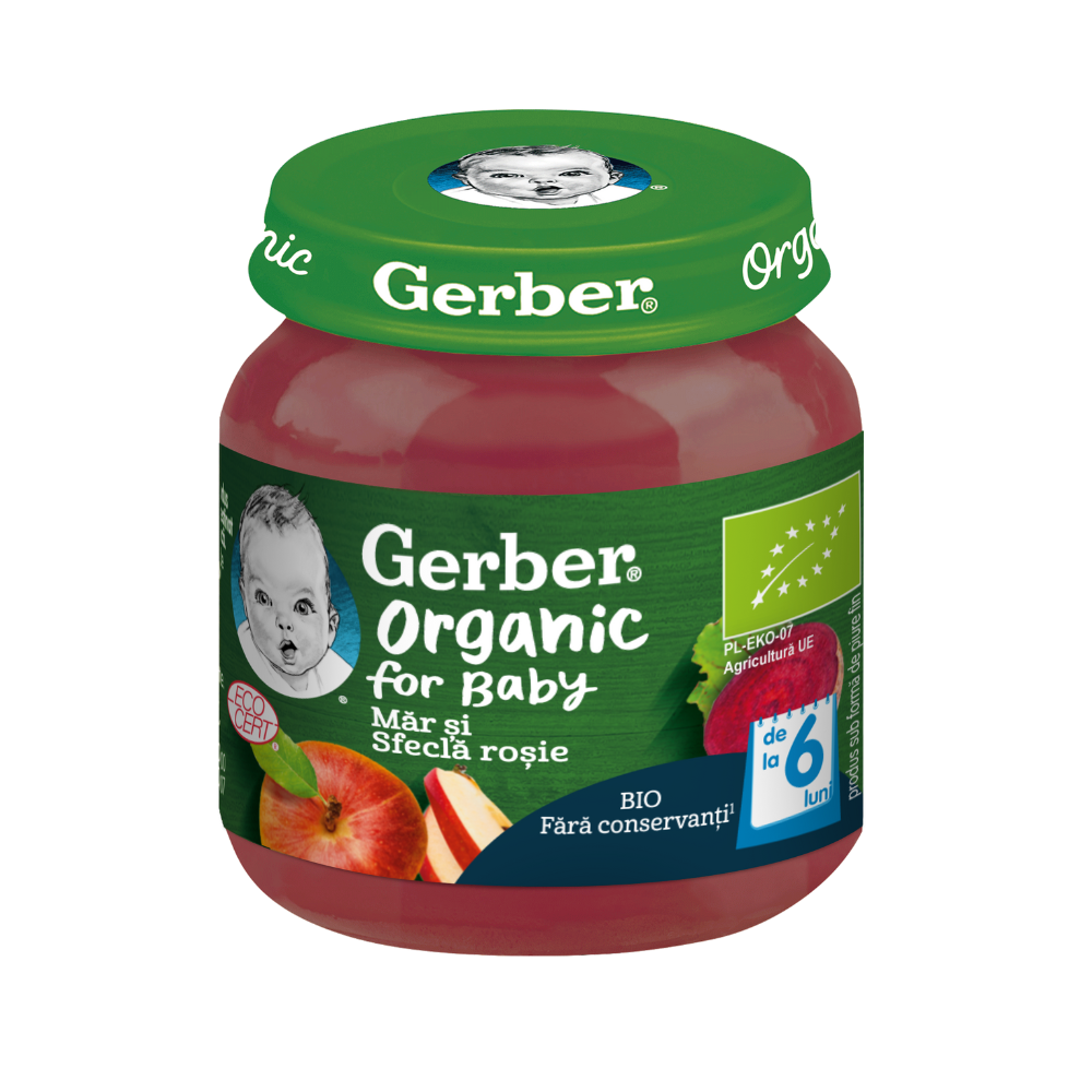 Piure bio din mar si sfecla rosie, +6 luni, 125 g, Gerber