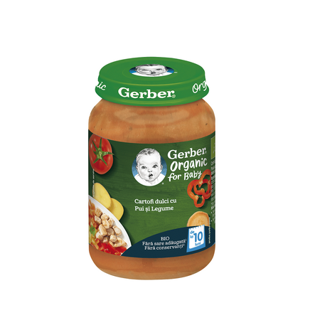 Piure bio din cartof dulce, pui si legume