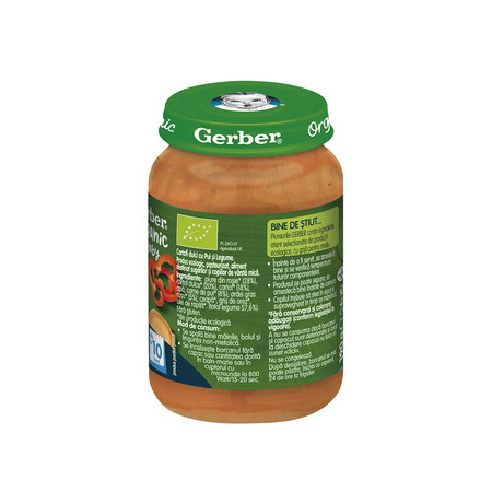 Piure bio din cartofi dulci, pui si legume, +10 luni, 190 g, Gerber 505499
