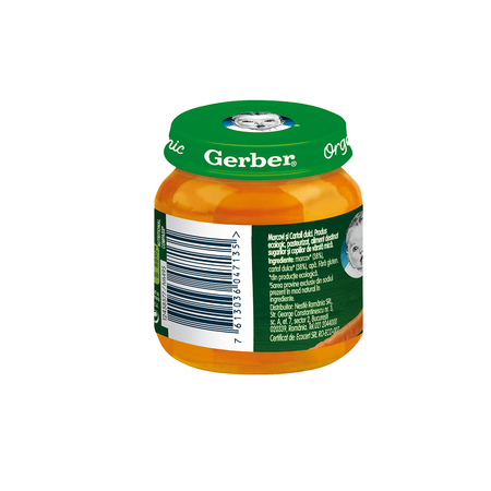Piure bio din morcovi si cartofi dulci, 125 g, Gerber 505502