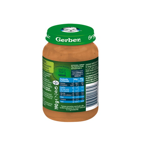 Piure bio din legume cu vitel si cartofi, +6 luni, 190 g, Gerber 505528