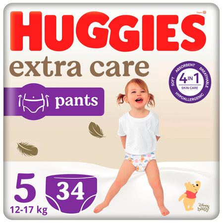 Scutece Pants Nr.5 Extra Care, 12-17 kg, 34 bucati, Huggies 777688
