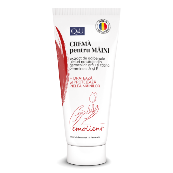 Crema emolienta pentru maini cu Vitamina A si E Q4U, 100 ml, Tis Farmaceutic