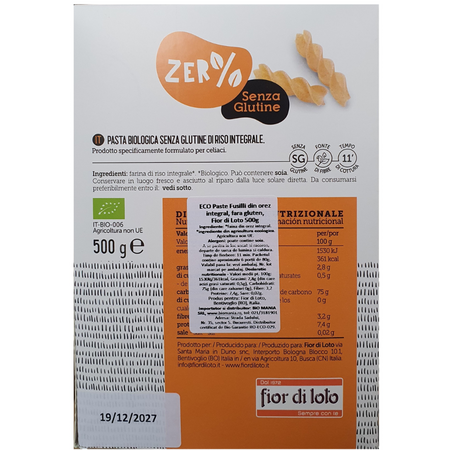 Fusilli din orez integral fara gluten, 500 gr, Fior Di Loto 694056