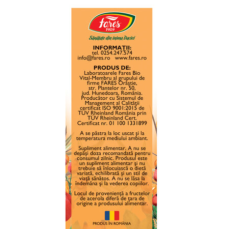 Vitamina C naturala, 60 capsule, Fares 721484