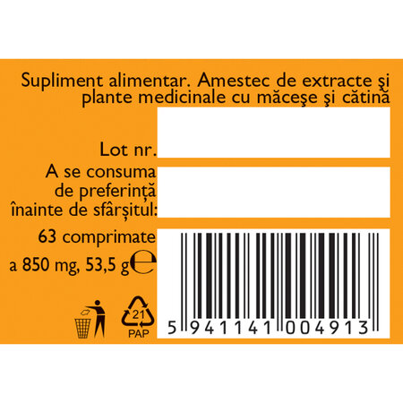 Vitaminizant cu macese si catina, 63 comprimate masticabile, Fares 720833