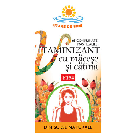 Vitaminizant cu macese si catina, 63 comprimate masticabile, Fares 720834