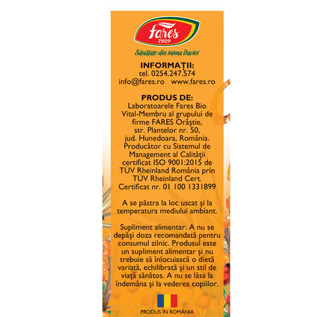 Vitaminizant cu macese si catina, 63 comprimate masticabile, Fares 720832