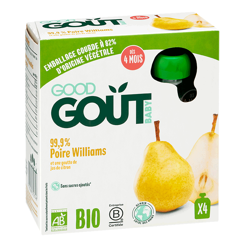 Piure bio de pere williams, +4 luni, 4x58 gr, Good Gout