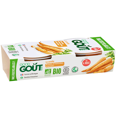 Piure bio de morcovi, +4 luni, 2x120 g, Good Gout 506078