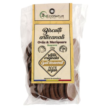 Biscuiti artizanali cu ovaz, merisoare si roscove, 150 g, Econatur