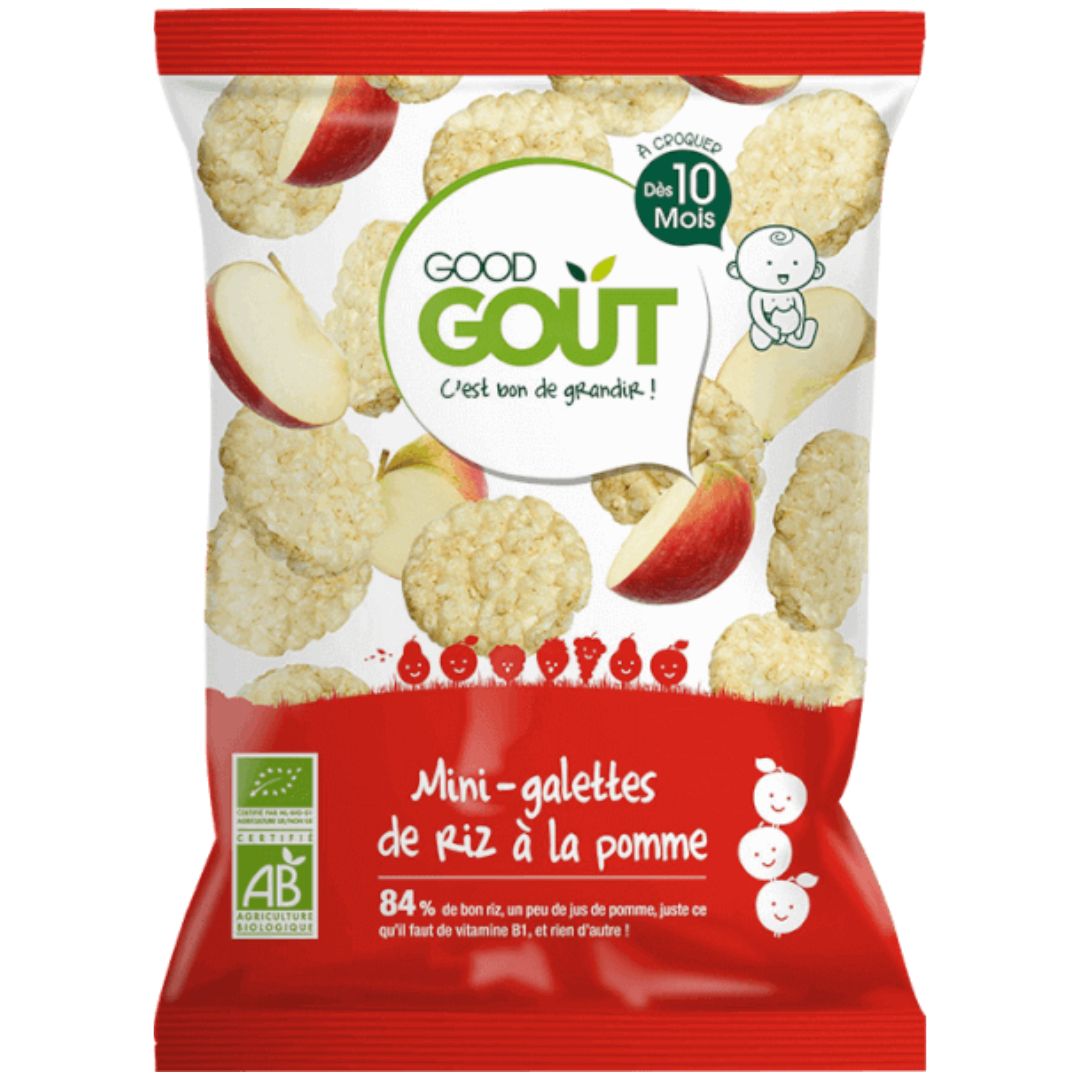 Mini biscuiti bio cu orez expandat si mar, +10 luni, 40 g, Good Gout