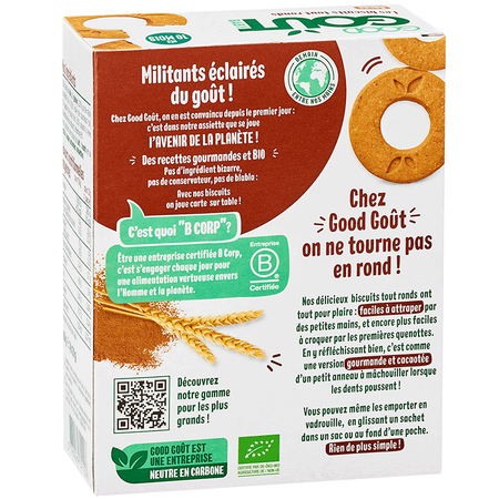 Biscuiti Bio rotunzi cu cacao, +10 luni, 80 g, Good Gout 506113