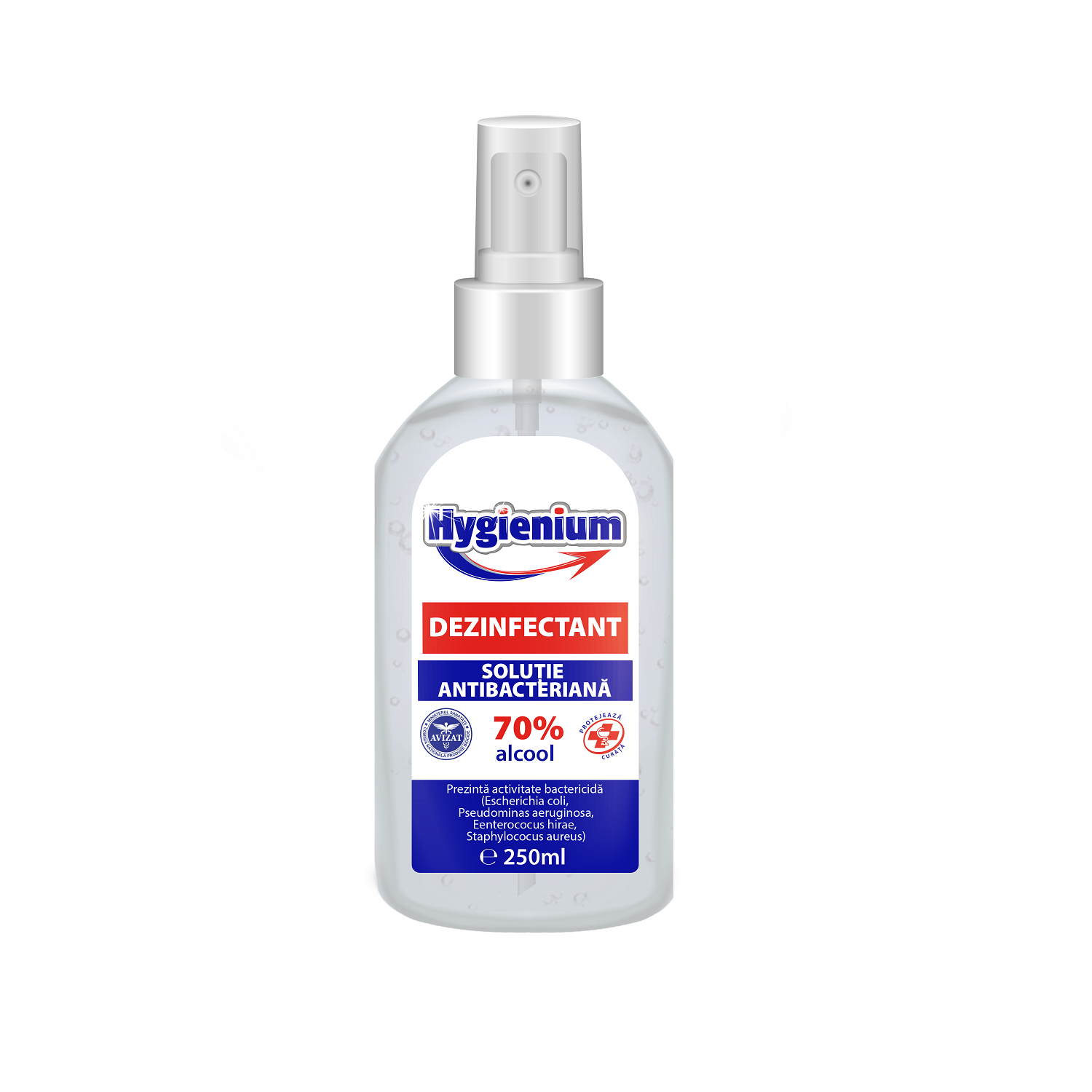 Solutie antibacteriana cu 70% alcool, 250 ml, Hygienium