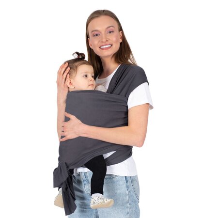Sistem de purtare pentru copii wrap elastic, + 0 luni, Grey, SeviBebe 786503