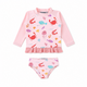 Set de plaja pentru fete cu protectie UV Crevettes, 3-6 luni, Roz, Archimede 804657
