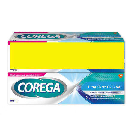 Pachet Crema adeziva pentru proteza dentara Ultra Fixare Original, 2x40 gr, Corega