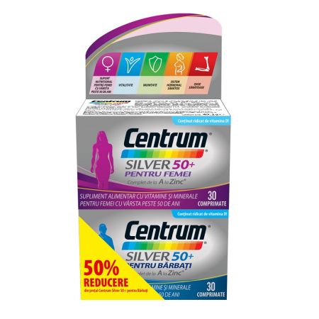 Pachet Centrum Silver 50+ pentru barbati si Centrum Silver 50+ pentru femei