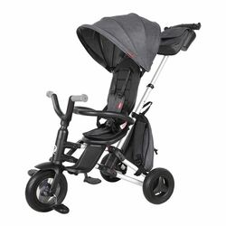 Tricicleta ultrapliabila pentru copii Nova Rubber, Negru, 10 luni-3 ani, Qplay