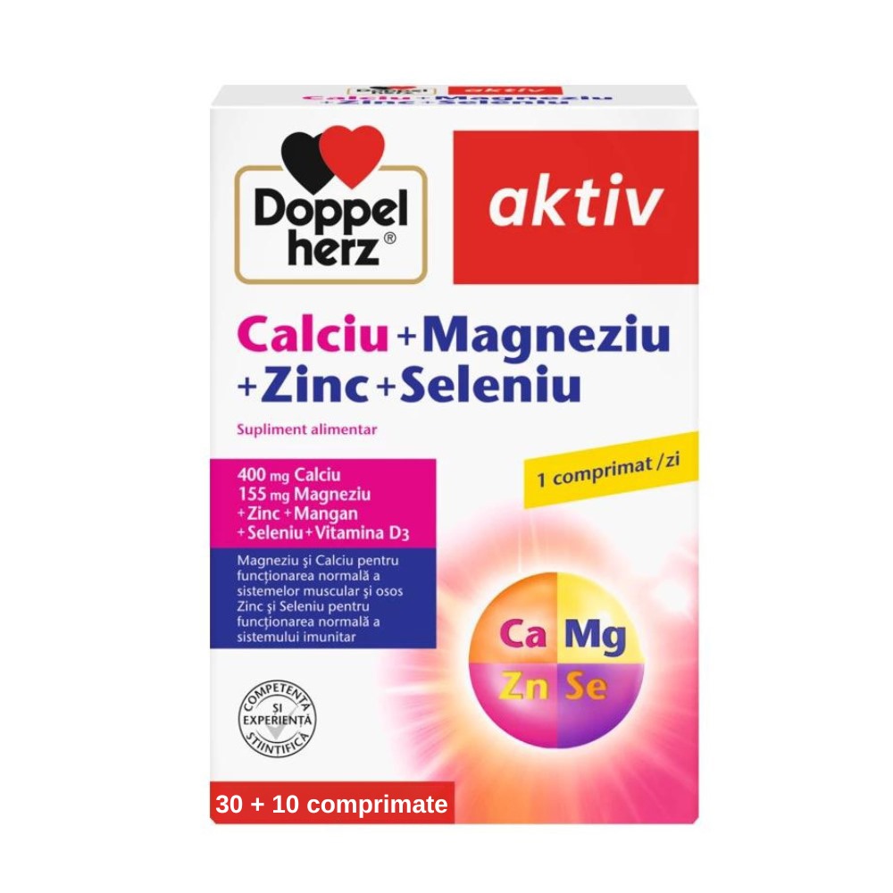 Calciu + Magneziu + Zinc + Seleniu, 30+10 comprimate, Doppelherz