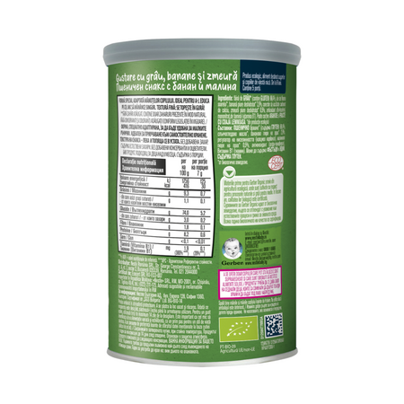 Gustare bio cu cereale, banane si zmeura, +8 luni, 35 gr, Gerber 712160
