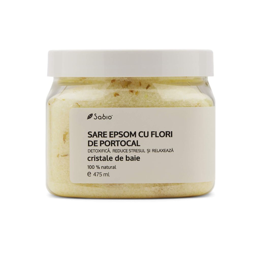 Sare EPSOM cu flori de portocal Cristale de Baie, 475g, Sabio