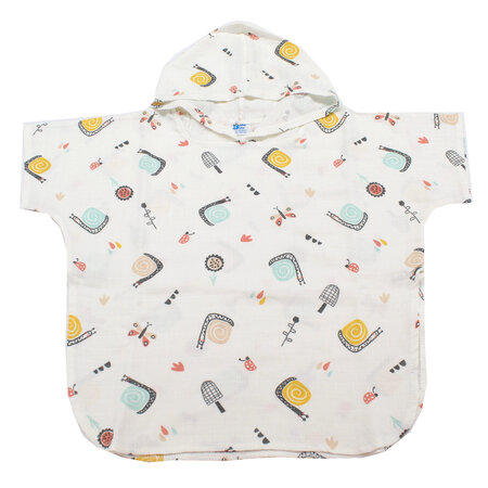 Poncho cu gluga muselina imprimata, Melc, 2-3 ani, Baltic Bebe 507958