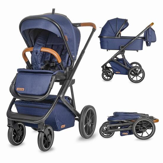 Carucior Modular 3 in 1 pentru copii Nessia, Navy Blue