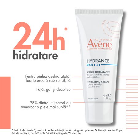 Crema hidratanta Hydrance Riche, 40 ml, Avene 789350