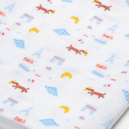 Set 3 museline din bumbac organic, 70 x 70cm, Paris Blue, Beaba 508305