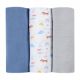 Set 3 museline din bumbac organic, 70 x 70cm, Paris Blue, Beaba 508308