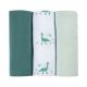 Set 3 museline din bumbac organic, 70 x 70cm, Jurassic Green, Beaba 508335