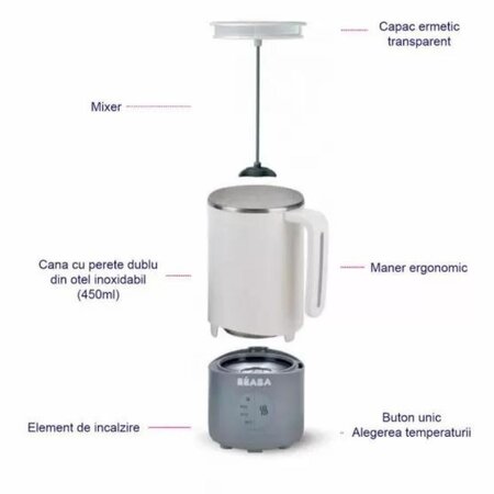 Preparator pentru lapte Milkprep, alb gri, Beaba 508498