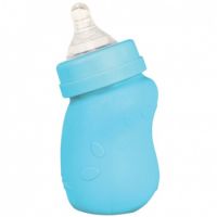Biberon inclinat din sticla cu protectie de silicon, Aqua, 147 ml, Green Sprouts
