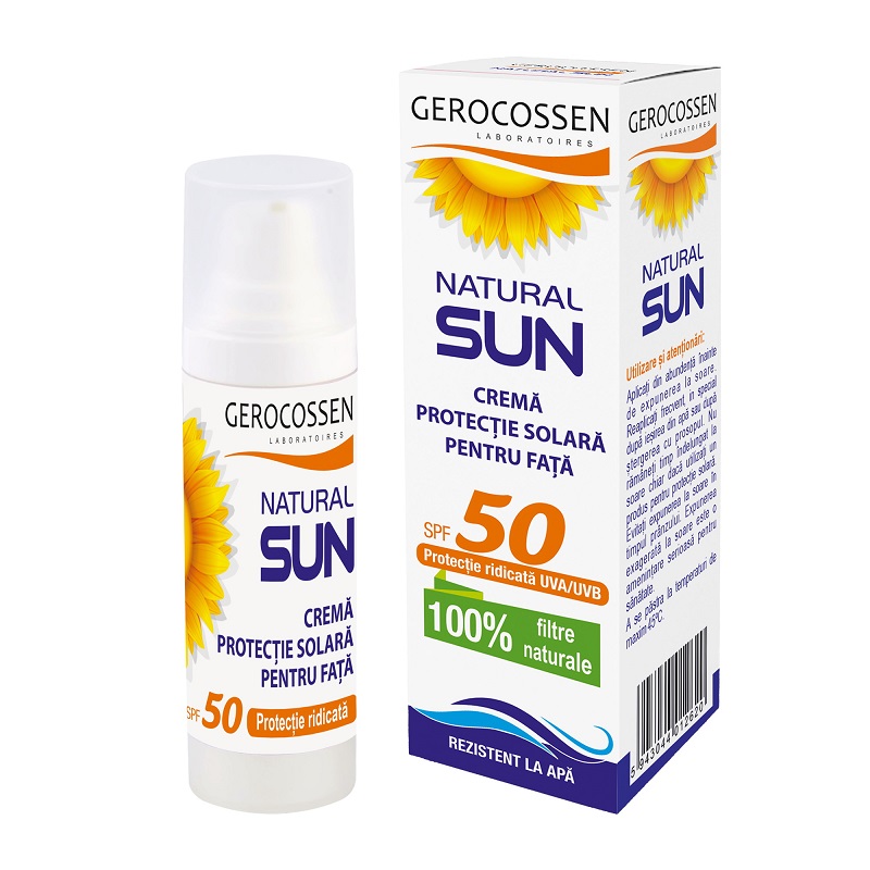 Crema de plaja pentru fata SPF 50 Sun, 30 ml, Gerocossen