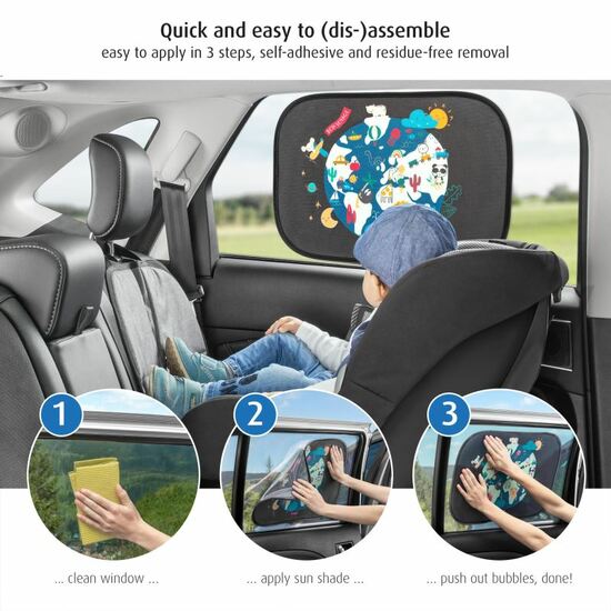 Set 2 parasolare auto cu lipire fara ventuze TravelKid Sun, Reer 508809