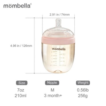 Biberon Anticolici Breast-Like, Old Roze, 210 ml, Mombella 508853