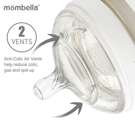 Biberon Anticolici Breast-Like, Ivory, 210 ml, Mombella 508861