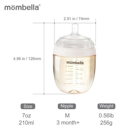 Biberon Anticolici Breast-Like, Ivory, 210 ml, Mombella 508860