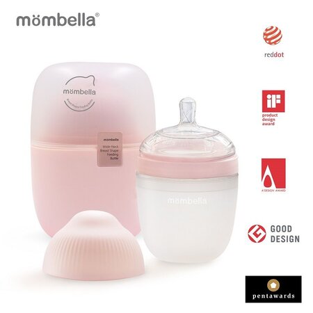 Biberon Anticolici Breast-Like, 100% Silicon, Old Roze, 210ml, Mombella 508864
