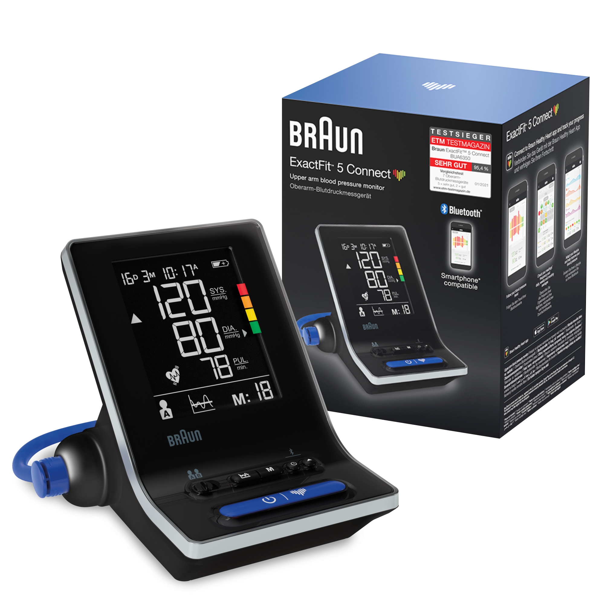 Tensiometru de brat  cu bluetooth ExactFit 5 Connect, BUA6520, Braun