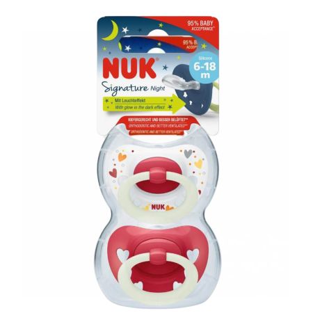 Suzeta din silicon M2 Signature Night, 2 bucati, 6-18 luni, Nuk