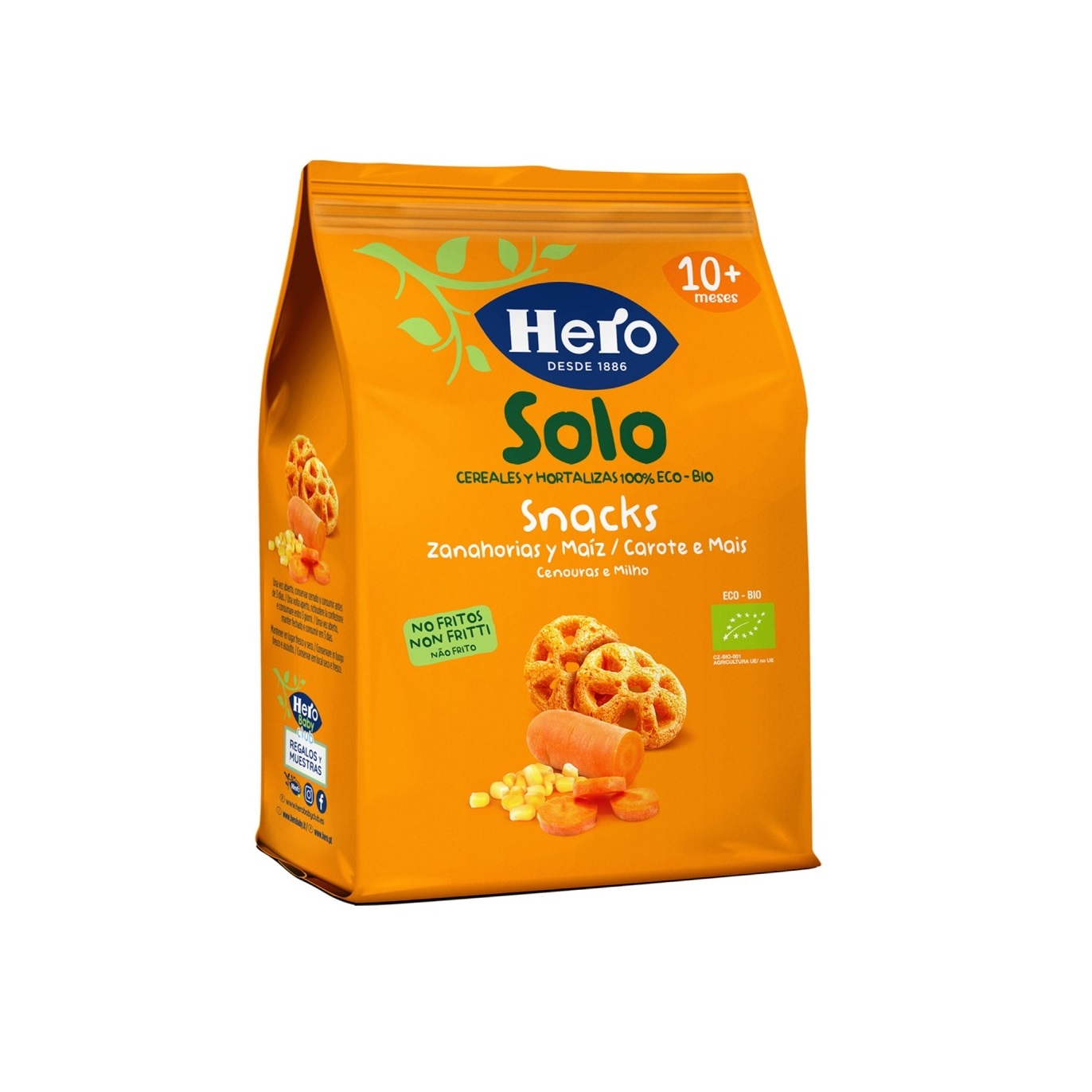 Snack Bio cu morcov si porumb Solo, 40 g, Hero