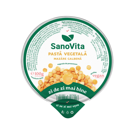 Pasta vegetala din mazare galbena, 100 g, Sanovita